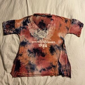 Fashion Nova Tie-Dye Graphic Rocker Tee